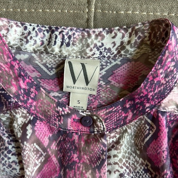 Worthington Purple and Gray Sleeveless Blouse with Mandarin Collar - Picture 2 of 7